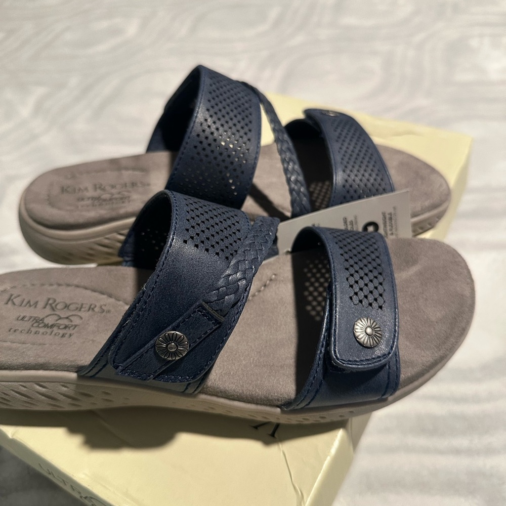 NWT Kim Rogers Ultra Comfort Navy Women's Sandals